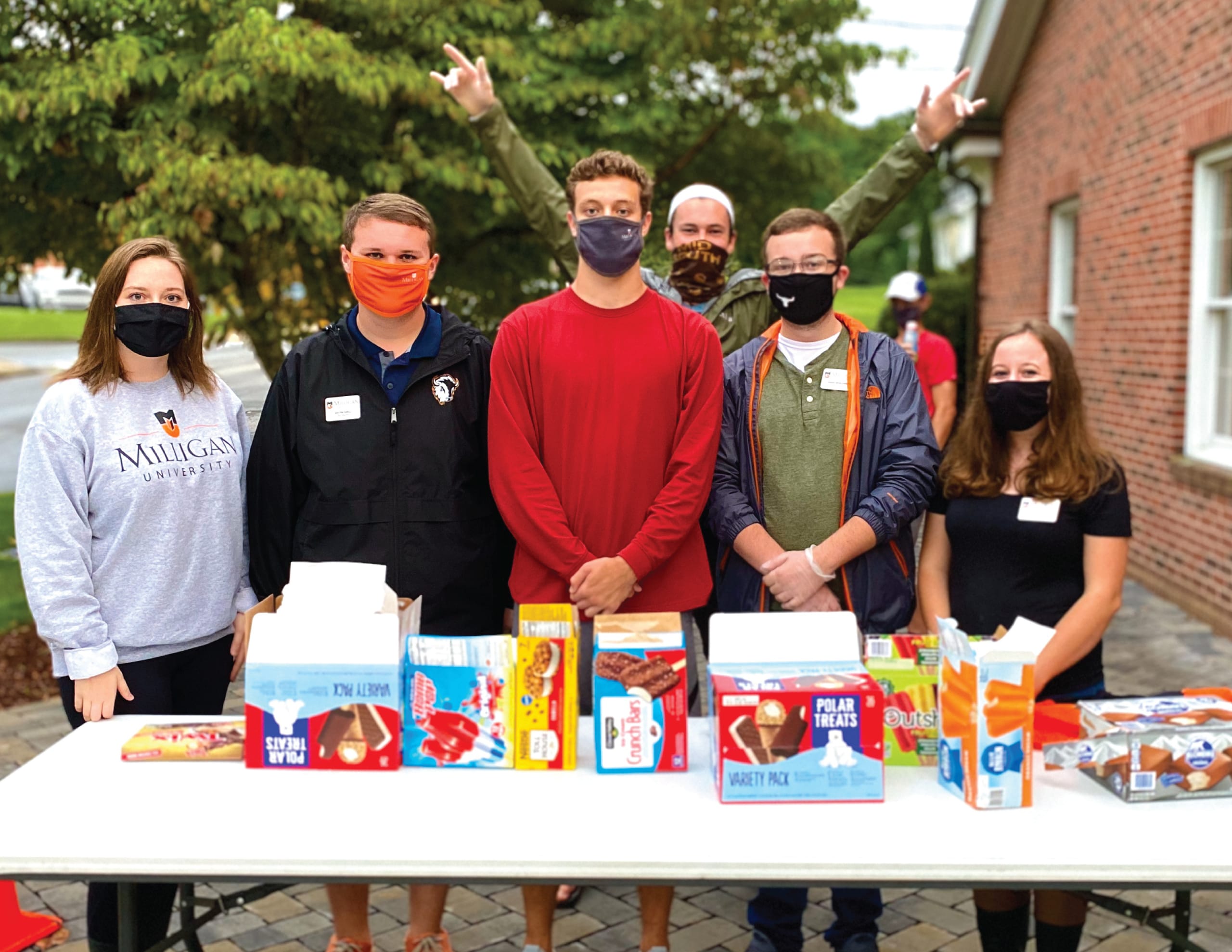 Students outside at an event